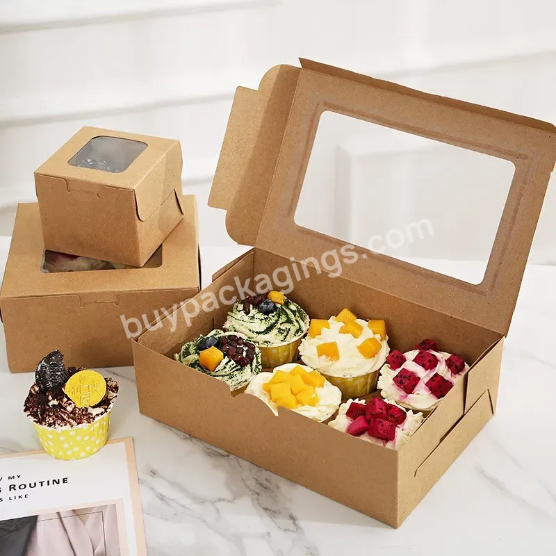 White Square Cake Box Biodegradable Cardboard Box Paper Cake Box With Transparent Window