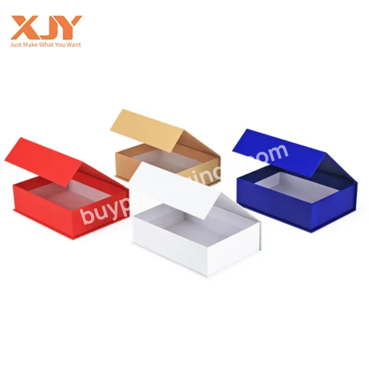 White Texture Leather Magnetic Chipboard Boxes Flat Collapsible Guangzhou Gift Packaging Art Paper +solid Grey Cardboard Bespoke