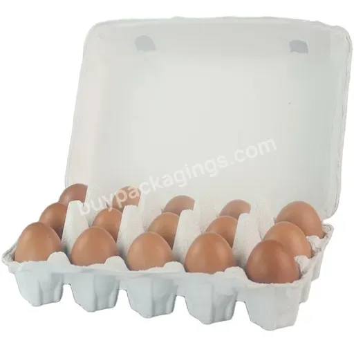 White Wholesale 15 Cells Paper Egg Carton Box Plastic Free Pulp Egg Carton Tray Supermarket Transparent