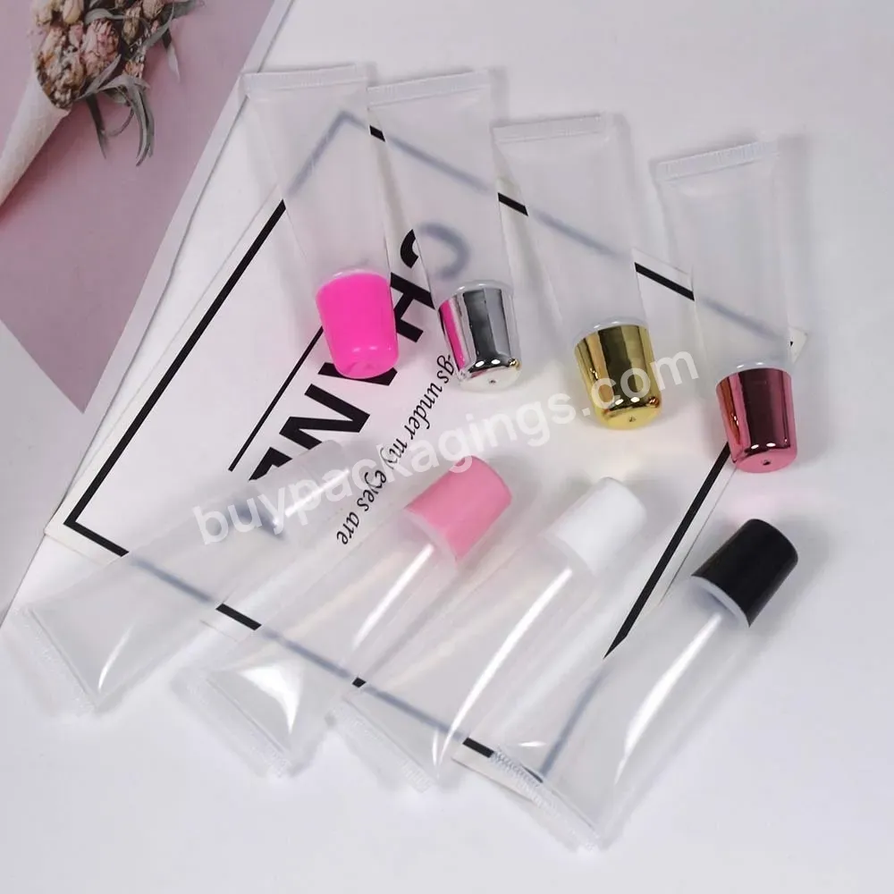 White,Black,Silver,Gold,Pink Empty Squeeze Soft Lip Gloss Tube In Stock 5ml/8ml/10ml/15ml Cosmetic Packaging