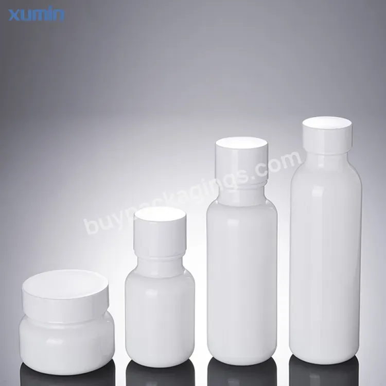 White/red/blue/green Glass Cosmetic Bottle 50ml 110ml 150ml Glass Bottle Set With 50g Glass Jars