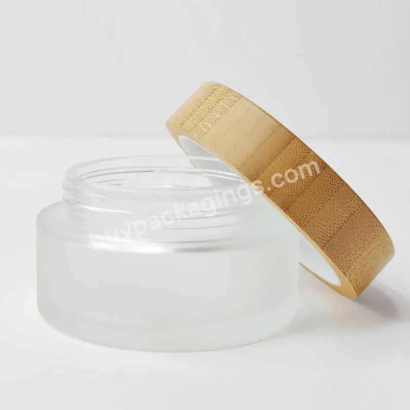 Whole Sale Cosmetic 30g Forested Facial Cream Skin Care Package Glass Jar With Bamboo Lid