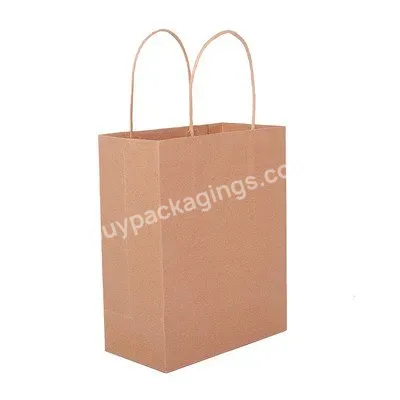 Whole Sale Kraft Paper Bag With Handle Custom Printed Shopping Paper Bags