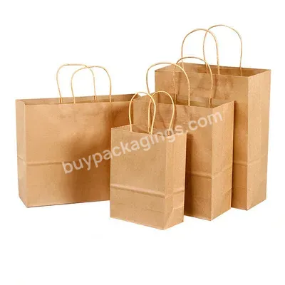 Whole Sale Kraft Paper Bag With Handle Custom Printed Shopping Paper Bags