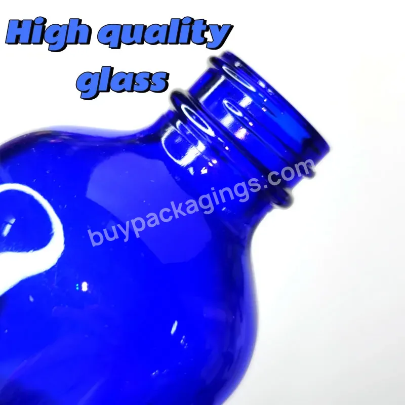 Whole Sale Price Empty Clear Blue Round Bottle Shampoo Dispenser Essential Oil 250ml Boston Glass Bottle