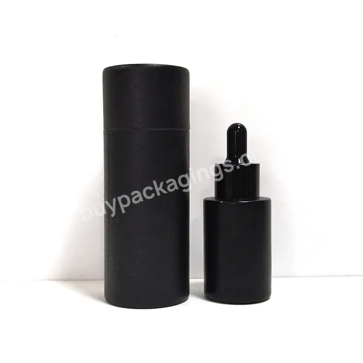 Wholesale 1 Oz 20 Ml Customized Logo Cosmetic Packaging Matt Black Essential Oil Serum Glass Dropper Bottle 30 Ml