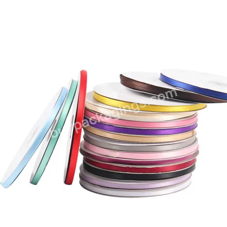Wholesale 100 Yards 6mm Polyester Ribbon For Gift Packing Ribbon Solid Color Single Face Satin Ribbon