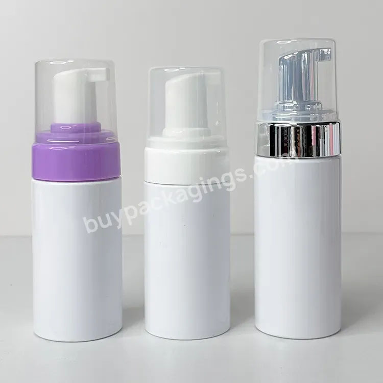 Wholesale 100ml 120ml 150ml 200ml Pet White Soap Foam Pump Bottles With Purple White Silver Cap