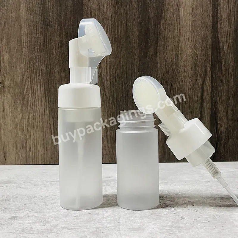 Wholesale 100ml 120ml 150ml 200ml Round Facial Cleanser Mousse Foam Pump Bottle With Silicone Brush Foaming Head