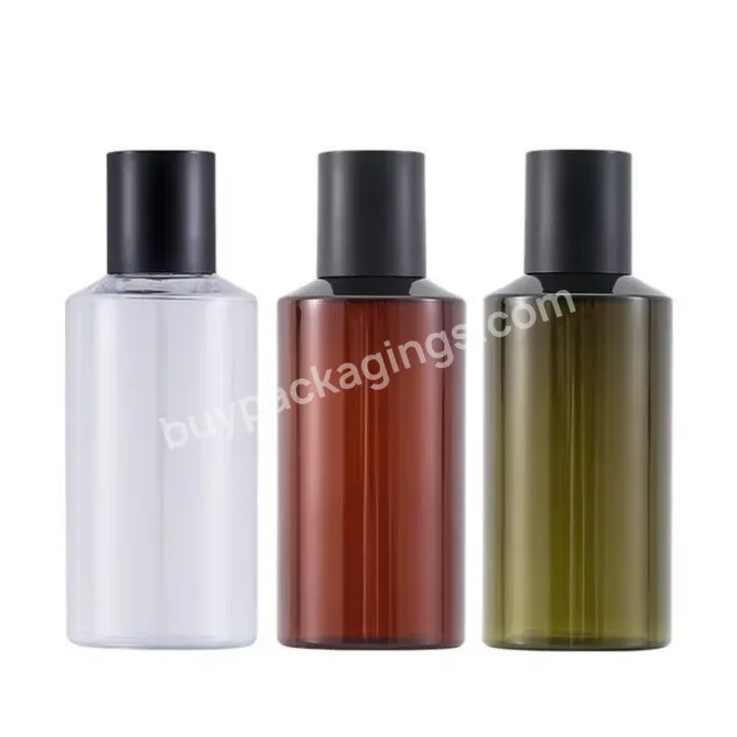 Wholesale 100ml 150ml Green Slanted Shoulders Cylinder Plastic Pet Bottle With Disc Cap And Pump And Sprayer