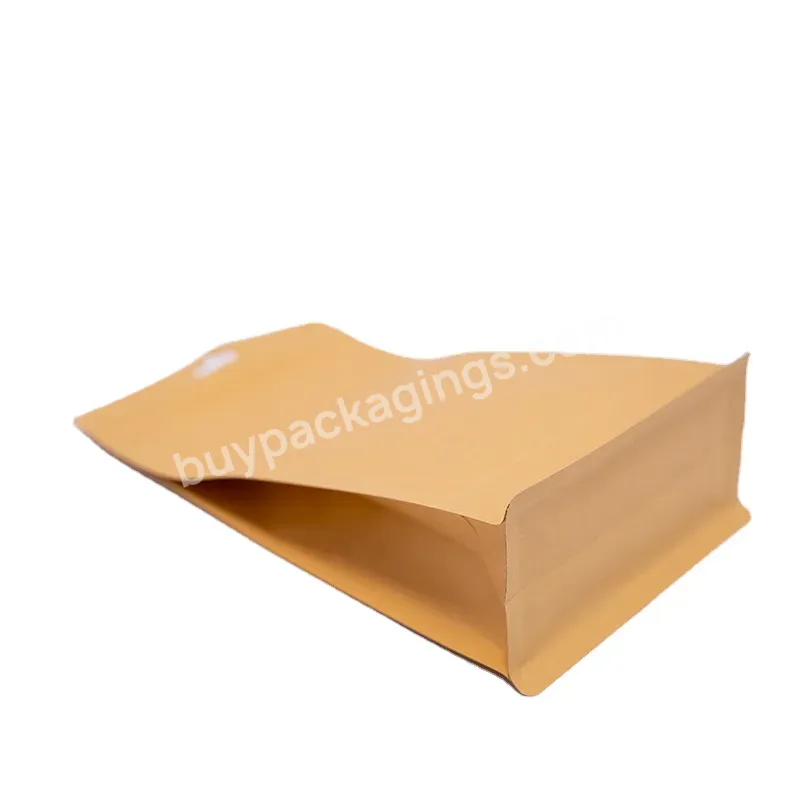 Wholesale 10*20+3 Flat Bottom Kraft Paper Bag Coating Inside Heat Sealable Stand Up Brown Kraft Paper Bags