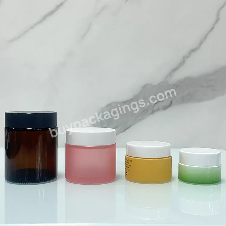 Wholesale 10g 15g 20g 30g 50g 60g 100ml Empty Clear Cosmetic Yellow Glass Cream Jars With White Plastic Lids Caps For Skin Care - Buy Cosmetic Glass Jar,50g Glass Jar,100ml Glass Jars.