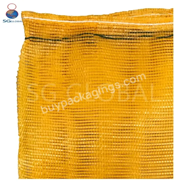 Wholesale 10kg 25kg 30kg Orange Polypropylene Mesh Bags With Drawstring For Fruit And Vegetables