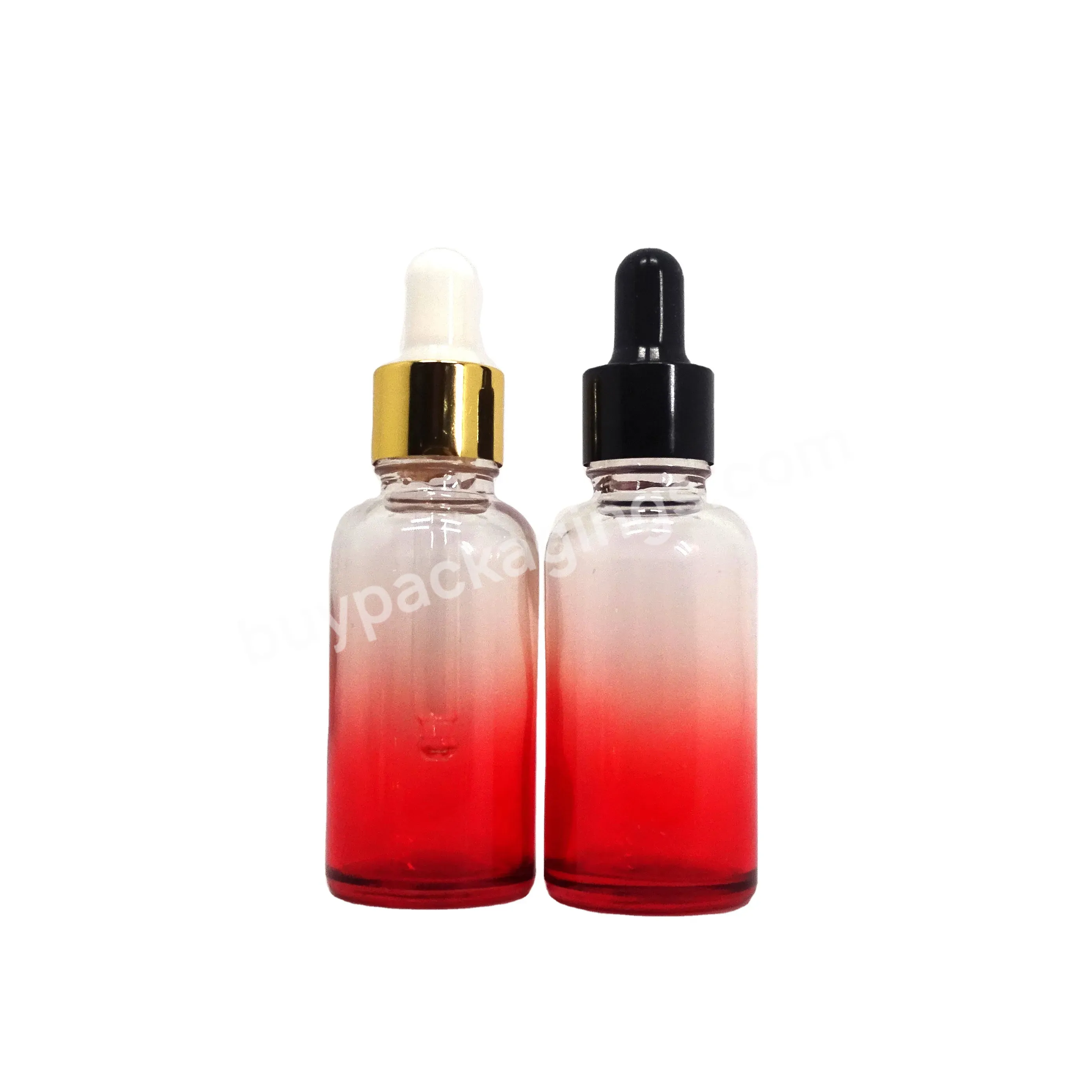 Wholesale 10m 20ml 30ml 50ml 100ml Gradient Red Round Dropper Bottle Glass For Facial Cosmetic Package Essential Oil