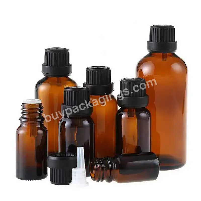 Wholesale 10ml 15ml 30ml 50ml 100ml Amber Round Glass Essential Oil Dropper Bottle Serum Bottles With Aluminum Dropper Screw Cap