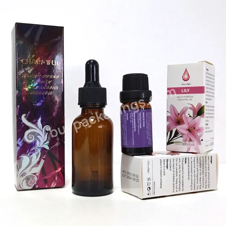 Wholesale 10ml 30ml 50ml Glass Dropper Bottle With Box Amber Essential Oil Bottle Glass Dropper 1oz Tincture Bottle