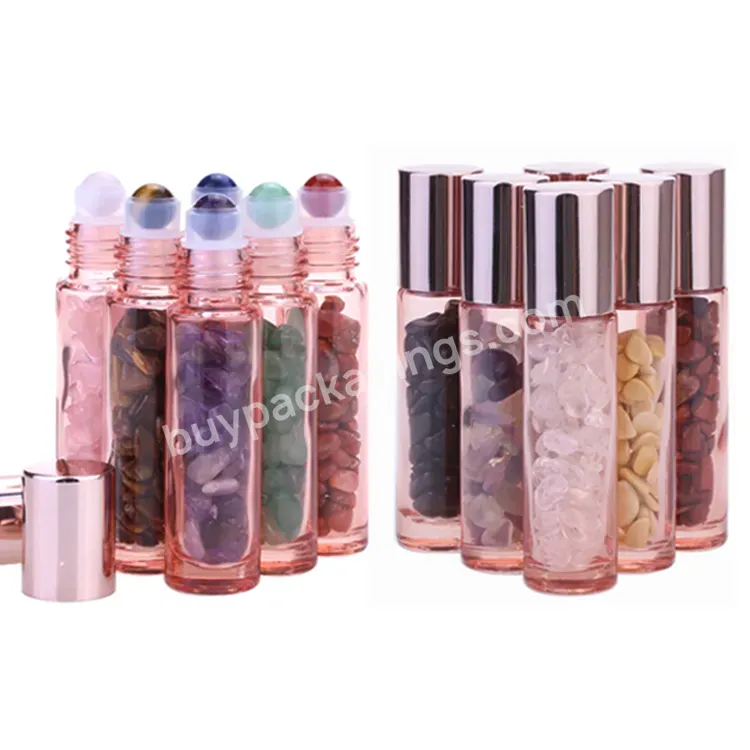 Wholesale 10ml Rose Gold Roll On Bottles With Gemstone Roller Ball