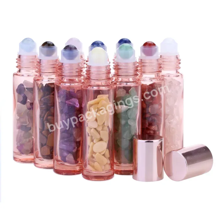 Wholesale 10ml Rose Gold Roll On Bottles With Gemstone Roller Ball