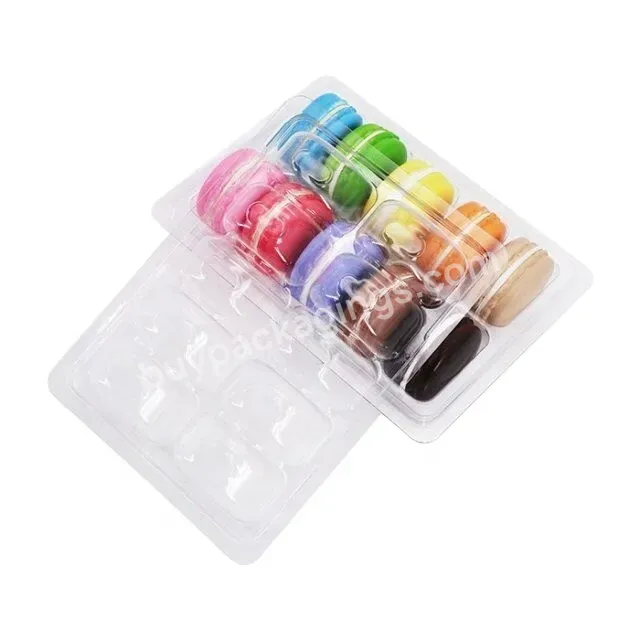 Wholesale 12 Pack Disposable Clear Food Grade Pet Plastic Blister Macaron Tray With Lid