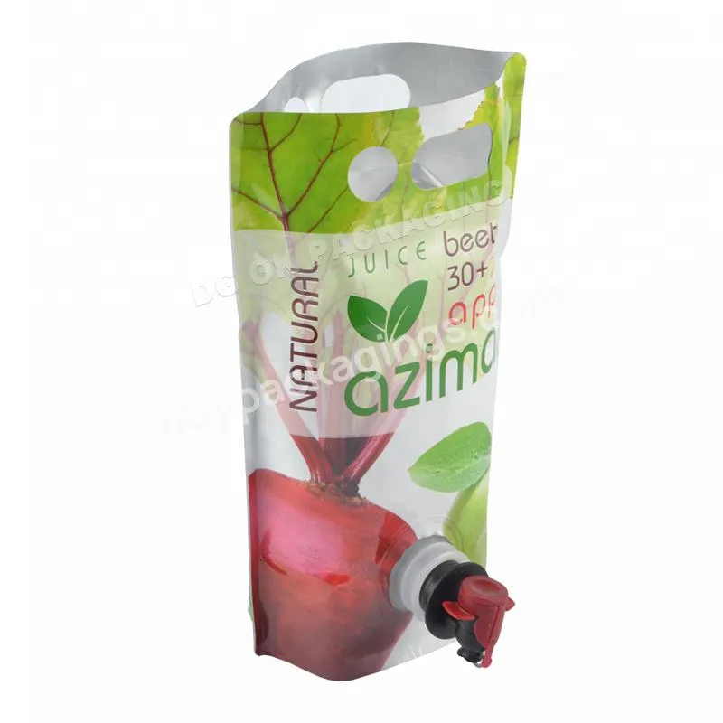 Wholesale 1.5l/3l/5l Custom Printed Aluminum Foil Stand Up Pouch Packaging Liquid Plastic Bags With Spout Tap In Red Wine