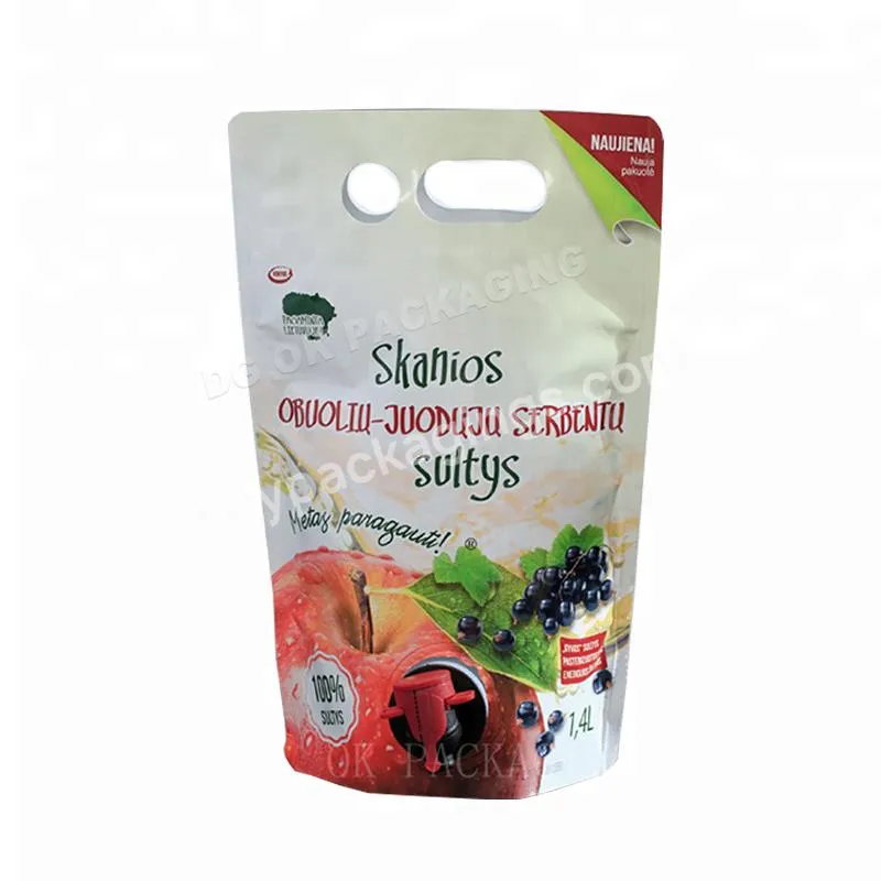 Wholesale 1.5l/3l/5l Custom Printed Aluminum Foil Stand Up Pouch Packaging Liquid Plastic Bags With Spout Tap In Red Wine