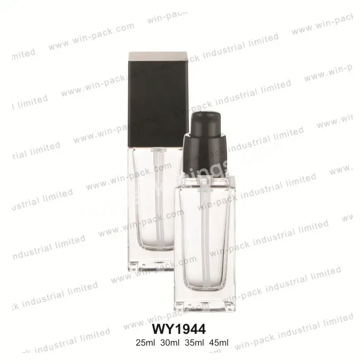 Wholesale 15ml 20ml 30ml 40ml Square Cosmetic Packaging Frosted Empty Serum Pump Lotion Foundation Glass Bottle With Pump