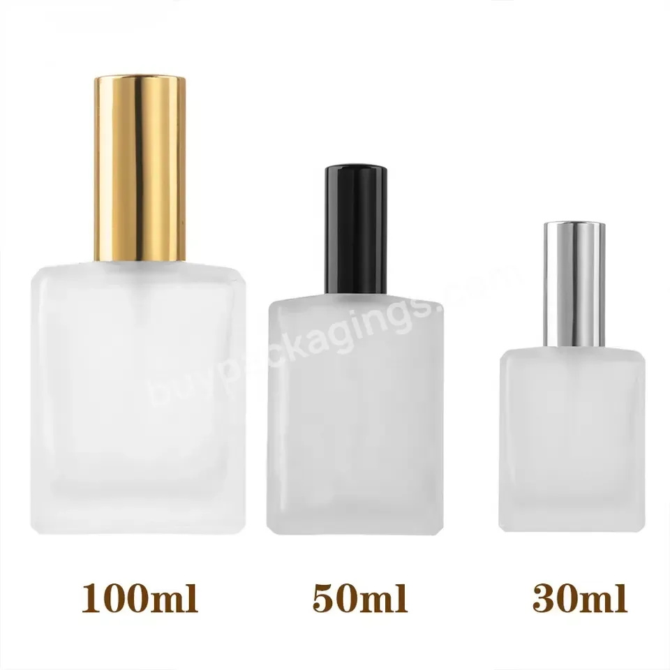 Wholesale 15ml 30ml 50ml 100ml Luxury Flat Square Spray Fragrance Perfume Matte Transparent Refillable Perfume Glass Bottle