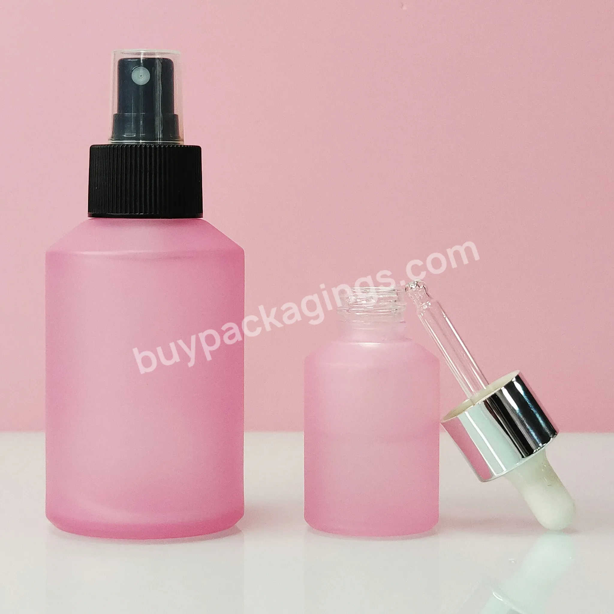 Wholesale 15ml 30ml 50ml High Quality Essential Perfume Oblique Shoulder Forested Pink Cosmetic Glass Bottle