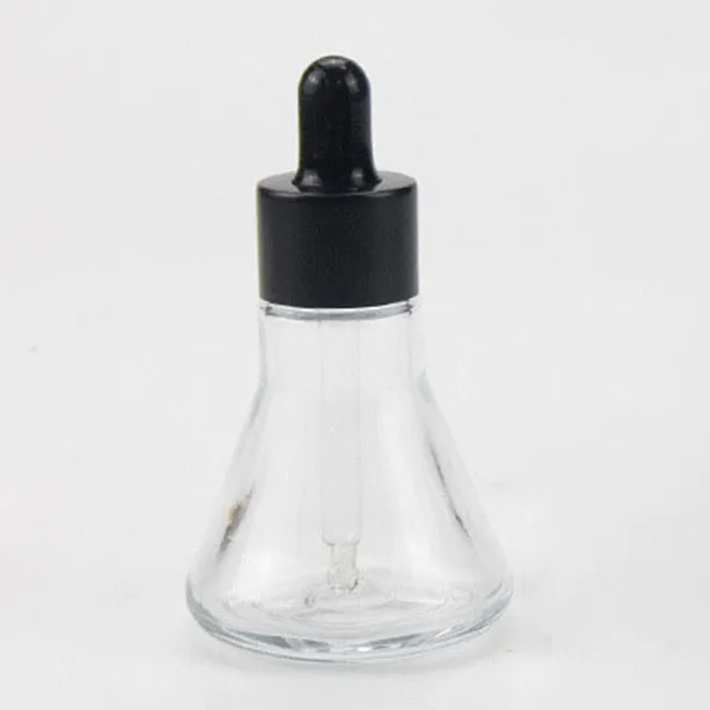 Wholesale 15ml 30ml Transparent Various Cover Glass Material Conical Bottle Essential Oil Bottle With Dropper