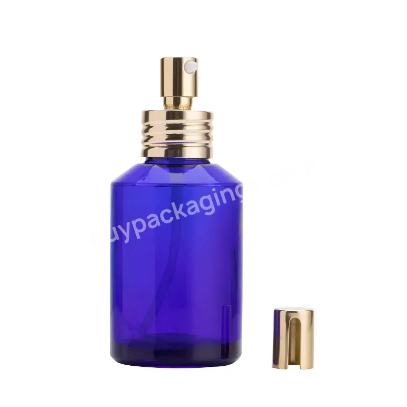 Wholesale 15ml30ml60ml100ml Oblique Shoulder Blue Round Lotion Glass Bottle For Cosmetic