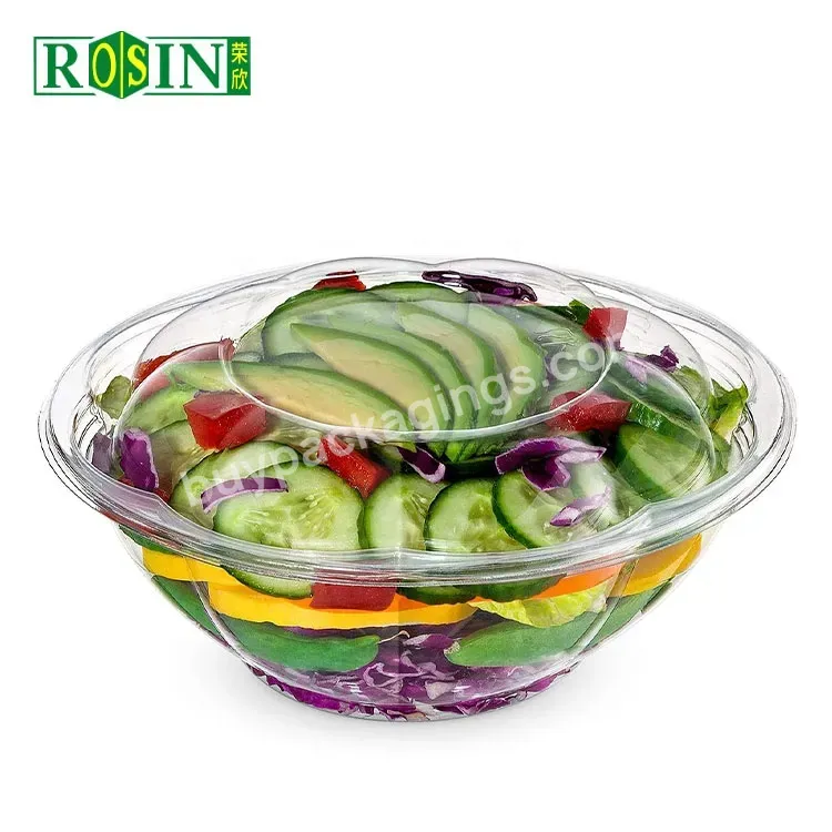 Wholesale 16 32 Oz Hard Fruit Salad Clear Pet Pp Plastic Soup Bowl With Dome Lid