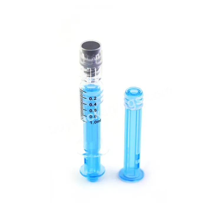 Wholesale 1ml 2.25ml 3ml 5ml Custom Logo Print Colorful Luer Lock Oil Distillate 1ml Glass Syringe With Colored Plastic Push Rod