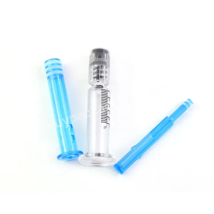 Wholesale 1ml 2.25ml 3ml 5ml Custom Logo Print Colorful Luer Lock Oil Distillate 1ml Glass Syringe With Colored Plastic Push Rod