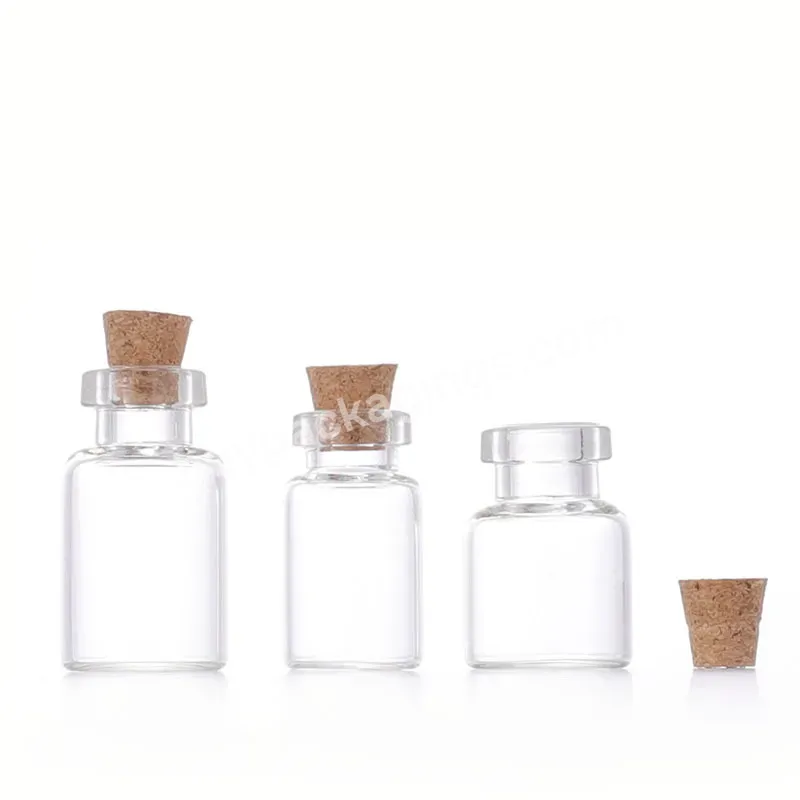 Wholesale 1ml Mini Glass Bottles Vials With Cork Empty Tiny Transparent Glass Bottle