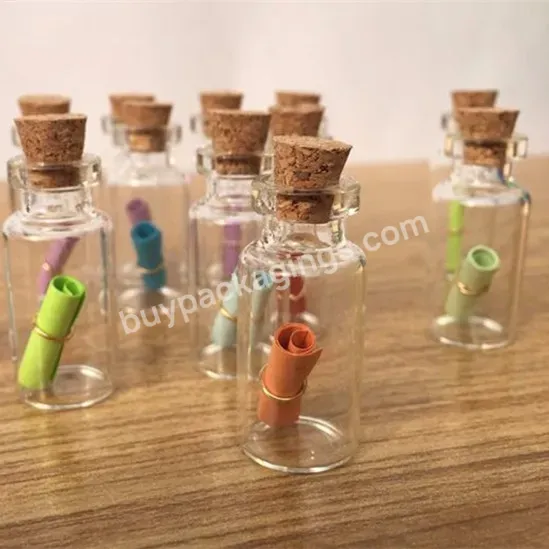 Wholesale 1ml Mini Glass Bottles Vials With Cork Empty Tiny Transparent Glass Bottle