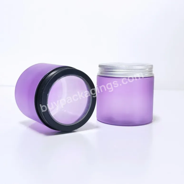 Wholesale 200g 250g Empty Transparent Purple Biscuits Cookies Plastic Jar Pet With Window Cap