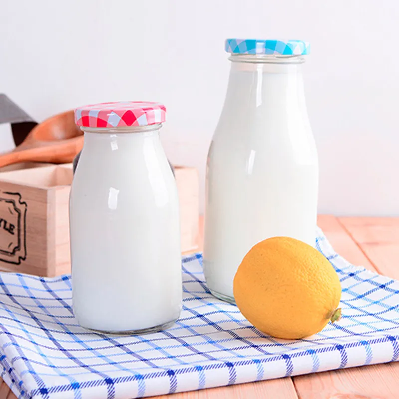 Wholesale 200Ml 250Ml 300Ml 500Ml 1 Liter Milk Glass Bottle With Lid