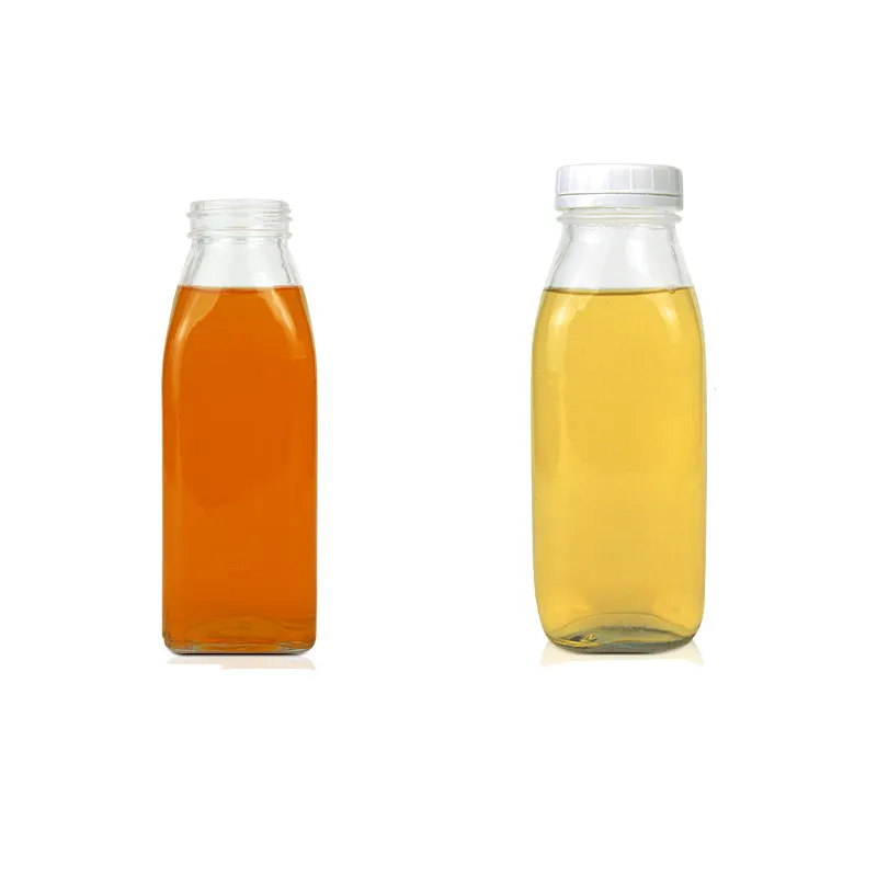 Wholesale 200ML Package For Milk Liquid Beverage Juice Transparent Texture Iron Material Cap Glass Bottle