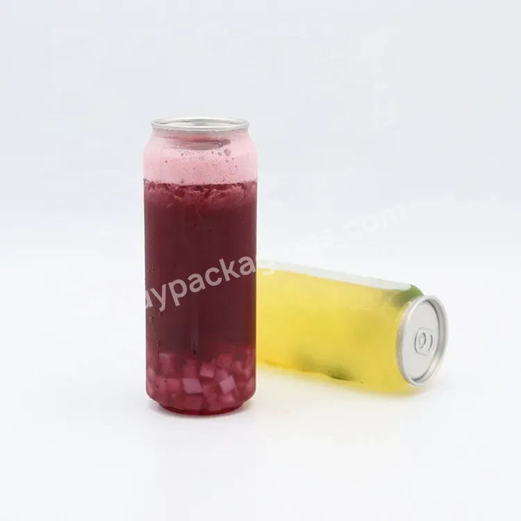 Wholesale 250ml 330ml 500ml 550ml 650ml Plastic Transparent Pet Soda Can For Beverages Custom Clear Soda Can