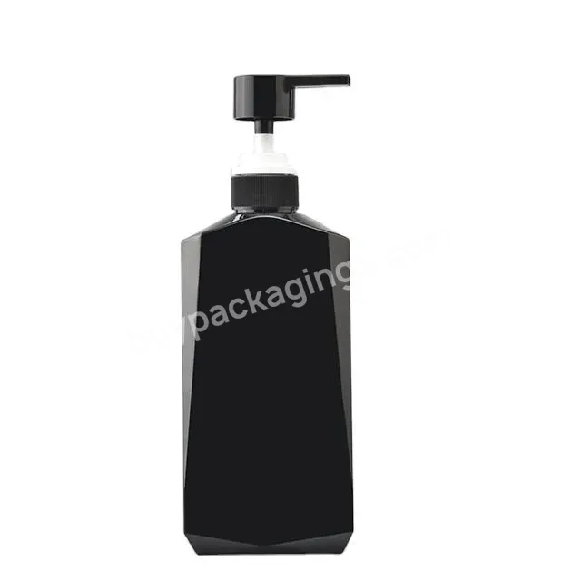 Wholesale 250ml 400ml Unique Black Square Shampoo Shower Gel Bottle With Pump Body Lotion With Lid Degradable Packaging Bottle