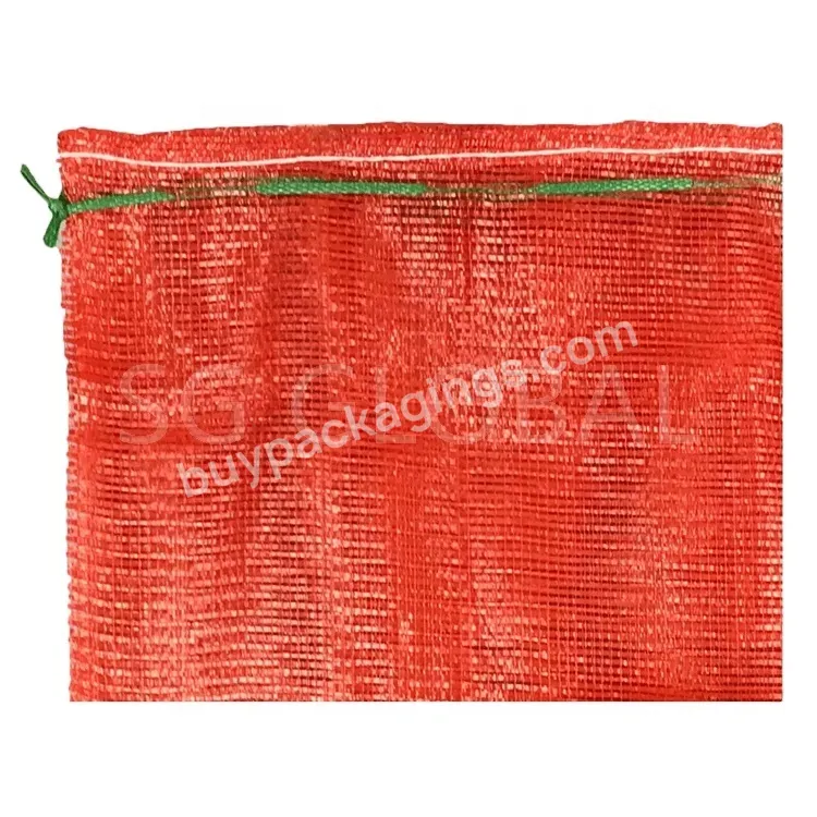 Wholesale 25kg Red Tubular Leno Mesh Net Bag For Fruit Vegetable Firewood