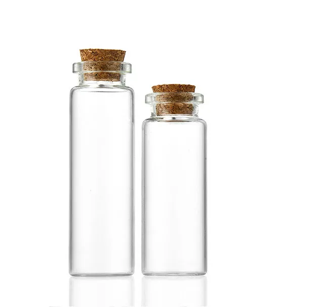 Wholesale 25ml 30ml 55ml Long Neck Round Transparent Small Wishing Glass Bottle With Cork Lid