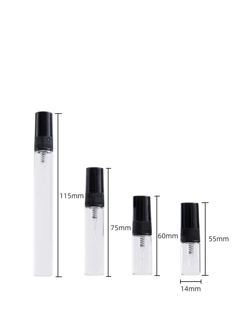 Wholesale 2ml 3ml 5ml 10ml Perfume Travel Pocket Sample Testing Glass Mist Spray Bottle With Logo