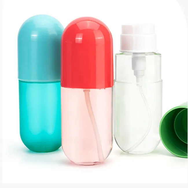 Wholesale  300ml Cosmetic Package Makeup  Capsule Shape Bottle Body Colorful Cap Cheap Price  Plastic Bottle