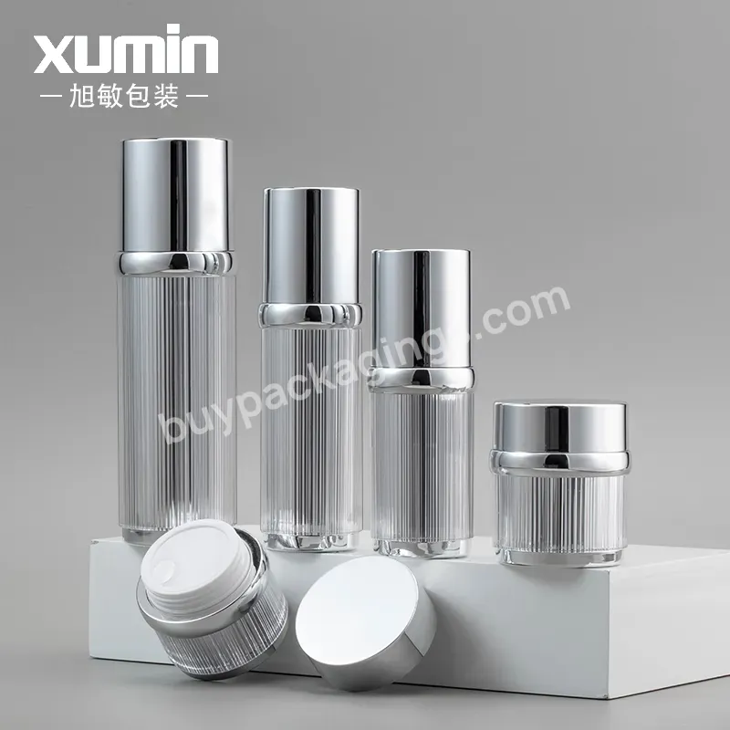 Wholesale 30g 50g Acrylic Cosmetic Jar Luxury 30ml 50ml 100ml Silver Acrylic Bottle Lotion Skin Care Bottle