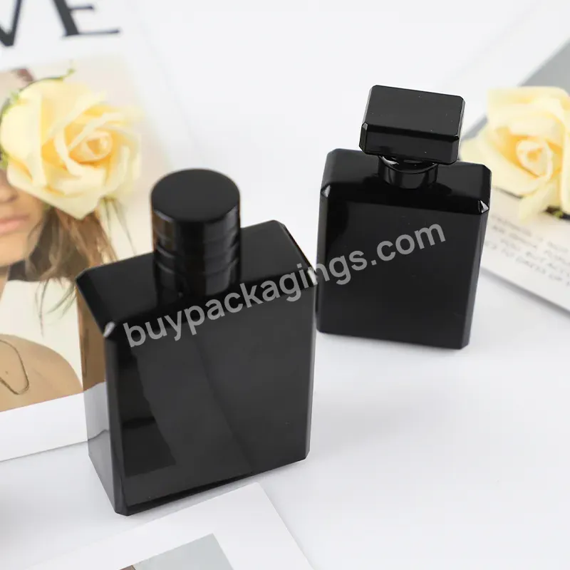 Wholesale 30ml 50 Ml 75ml 100ml Empty Luxury Flat Square Spray Fragrance Parfum Bottle Black Refillable Perfume Glass Bottle