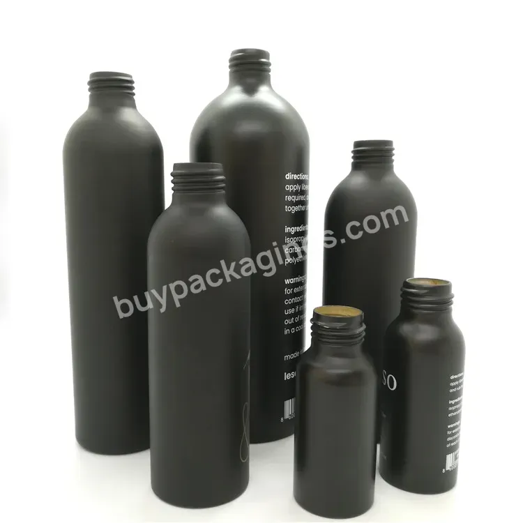 Wholesale 30ml 50ml 100ml 200ml 500ml Matte Black Color Aluminum Bottle With Pump Sprayer For Cosmetic Packaging