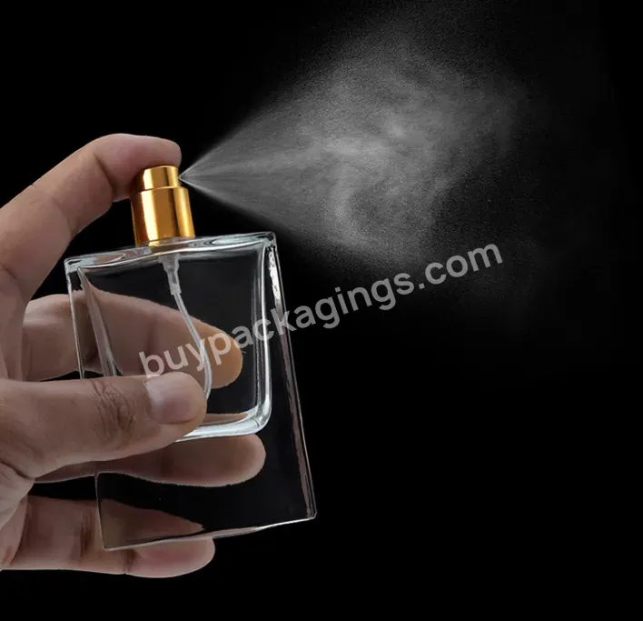 Wholesale 30ml 50ml 100ml Square Rectangle Shape Glass Personal Care Clear Transparent Perfume Bottle