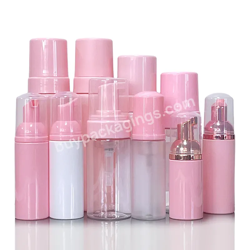 Wholesale 30ml 50ml 60ml 100ml Pink Mousse Plastic Face Cleanser Foam Pump Soap Dispenser Foaming Bottles