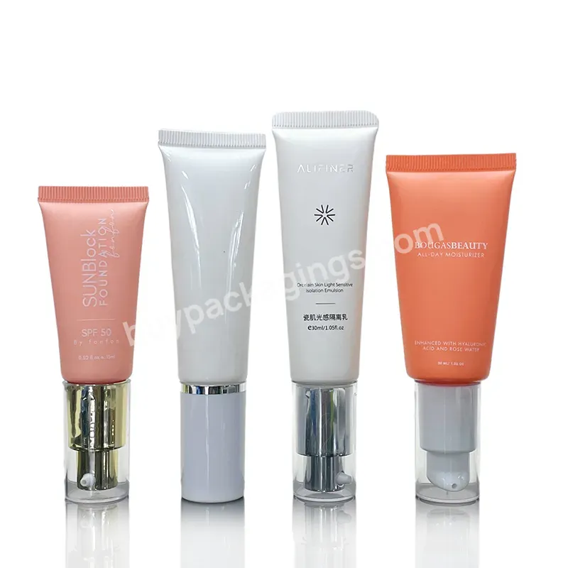 Wholesale 30ml 50ml 60ml 80ml Soft Luxury Cosmetic Plastic Tube With Lotion Sprayer Pump For Foundation Bb Cc Cream Packaging